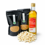 Hopser Funfood Kino-Popcorn Set – 2 x 500 g premium popcornmaïs & 500 ml popcornolie met botersmaak